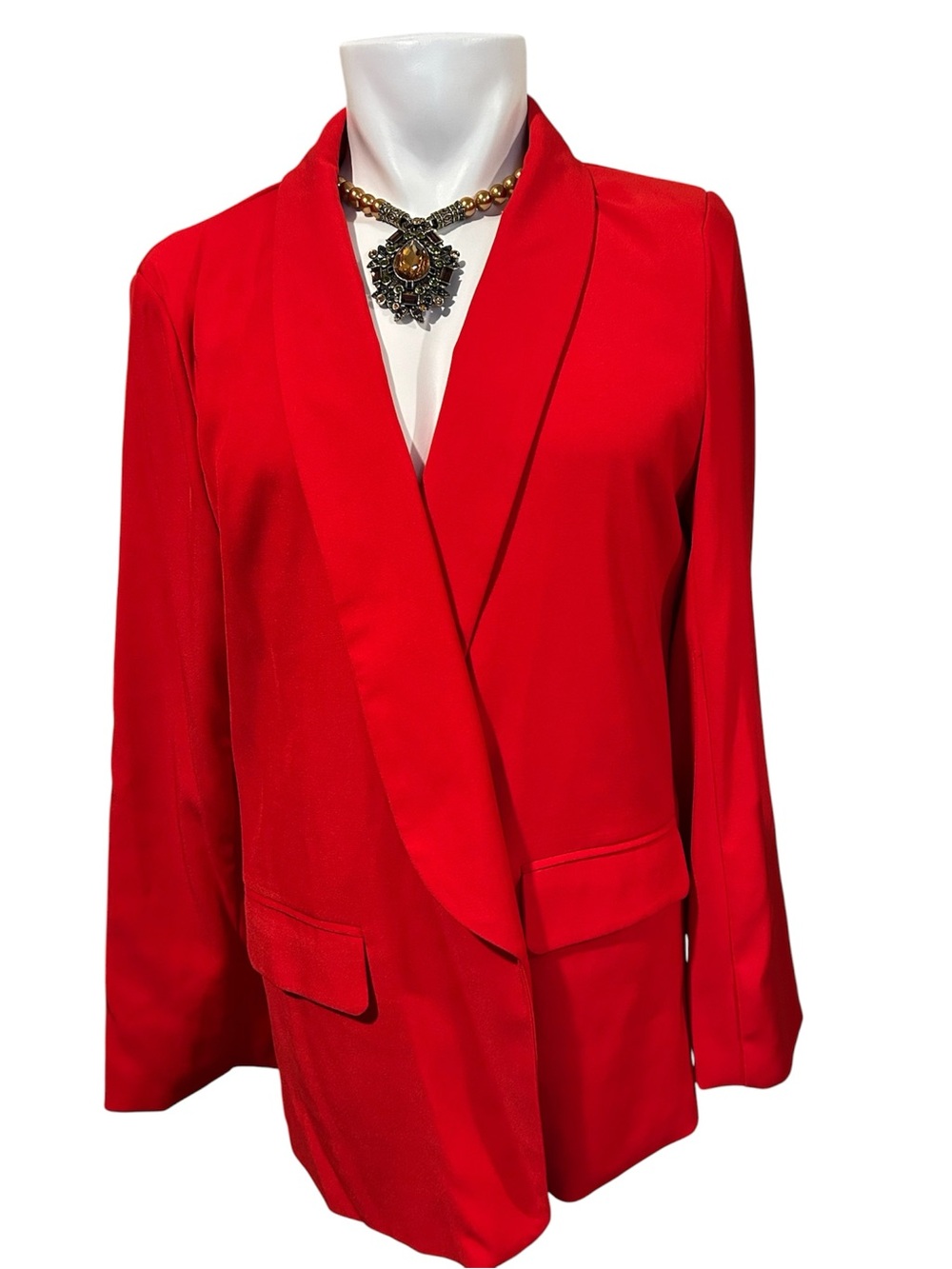 SHEIN Red Shawl Collar Blazer Jacket